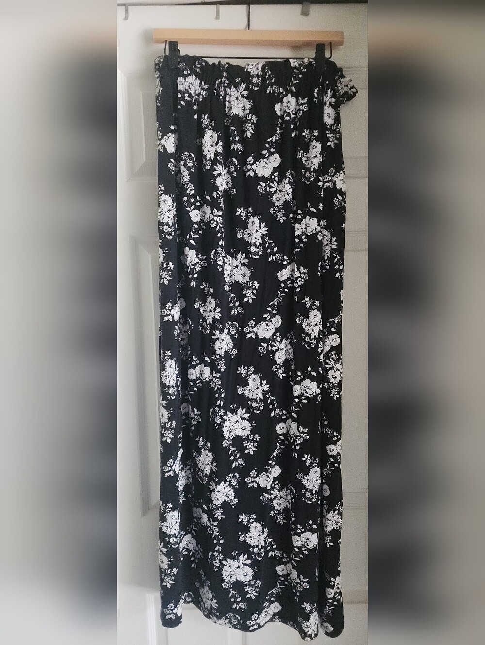 ASOS Black Prairie Festival Maxi Skirt with White Floral Print